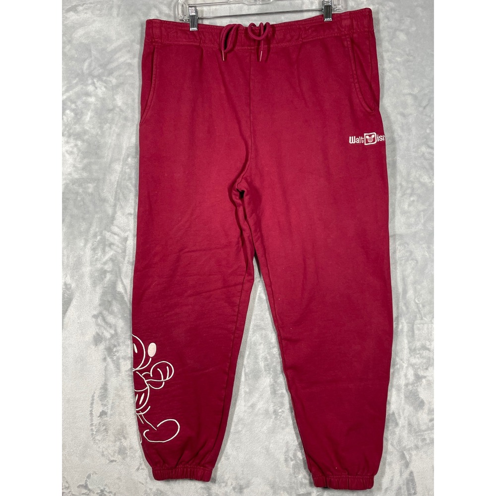 Disney Mickey Mouse Genuine Mousewear Burgundy Jogger Sweatpants Mens Large